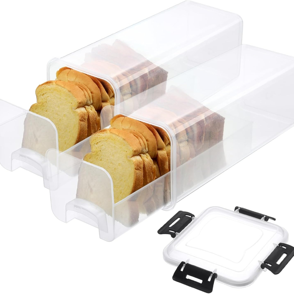 Meal Prep Container - 4リットルパン保存容器、密閉蓋付きプラスチック製パンボックス、パン保存ボックス、サンドイッチパンディスペンサー、パン保存容器