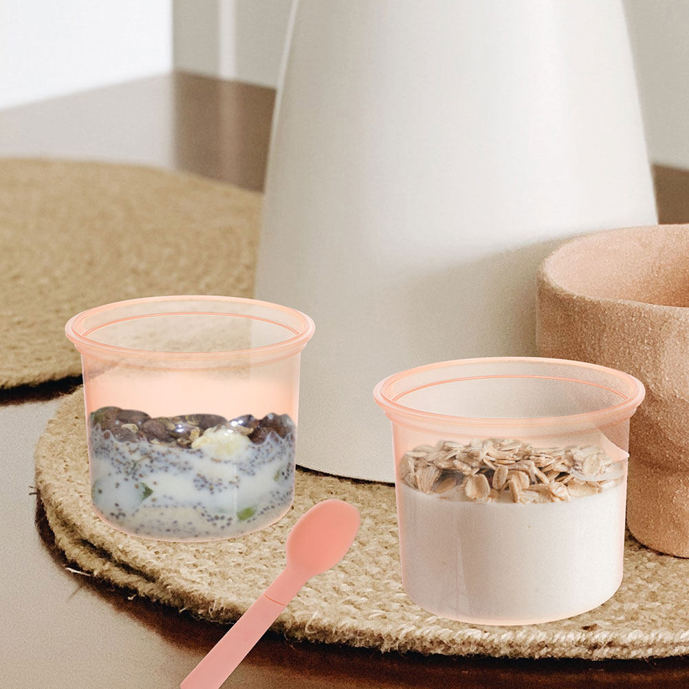 Meal Prep Jars With Lids - 2個セット オーバーナイトオーツジャー プレミアム漏れ防止シリアル容器 蓋とスプーン付き ポータブル朝食ミールプレップジャー ジム