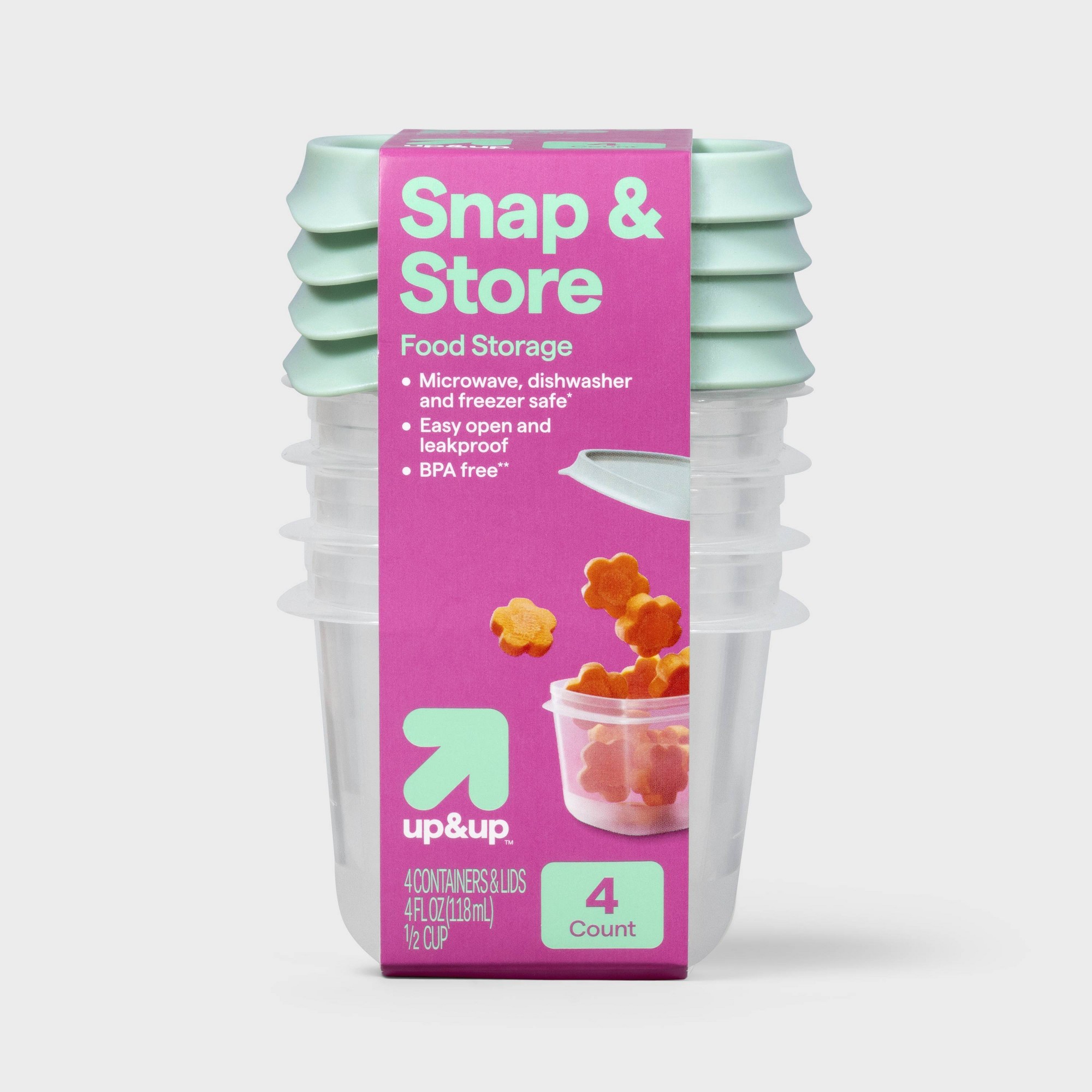 Meal Prep Container - 4個入りミニスクエアハーフカップ食品保存容器、BPAフリーの積み重ね可能なプラスチック製スナックカップ、キッチンでの食事の準備に
