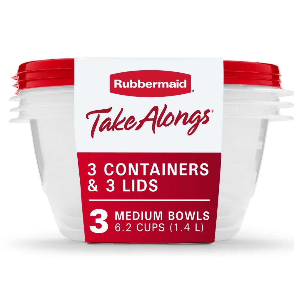 Meal Prep Container - 蓋付き大型丸型食品保存容器、3個セット、各容量6.2カップ、キッチンパントリー整理用のエアロック式鮮度保持シール、食事の準備、残り物、乾物、スナック、製菓材料に最適、耐久性あり