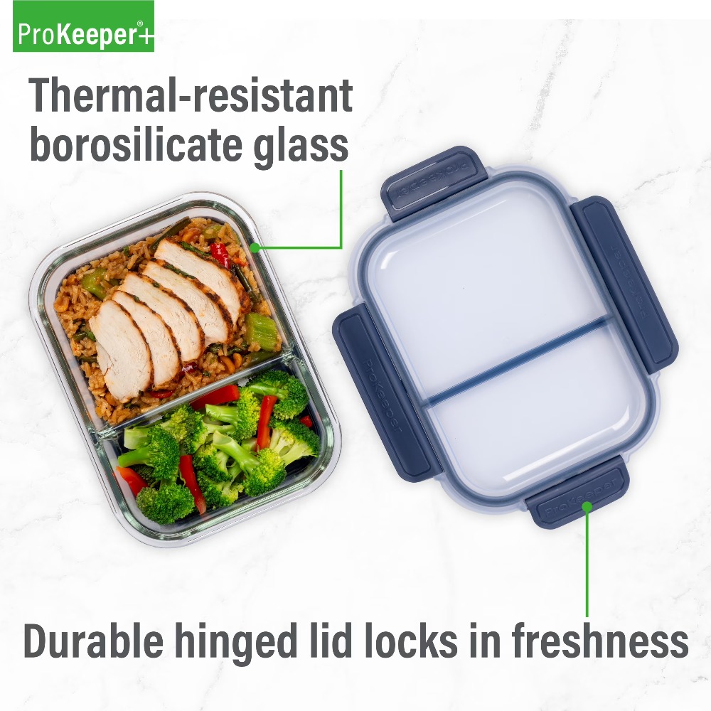 Meal Prep Glass Containers Oven Safe - プレミアムホウケイ酸ガラス製ミールプレップ容器、ランチやサラダ用、漏れ防止スナップロック蓋付き、無毒BPAフリーシリコン密閉ベース、電子レンジ・食洗機・冷凍庫対応、再利用可能な食品保存容器セット、オフィスや家庭用