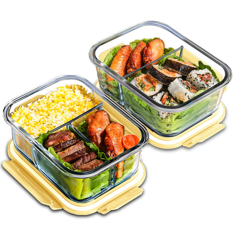 Meal Prep Glass Containers Oven Safe - ガラス製鮮度保持容器 高硼珪酸耐熱電子レンジ弁当箱 冷蔵庫専用密閉ボウル 食品保存容器