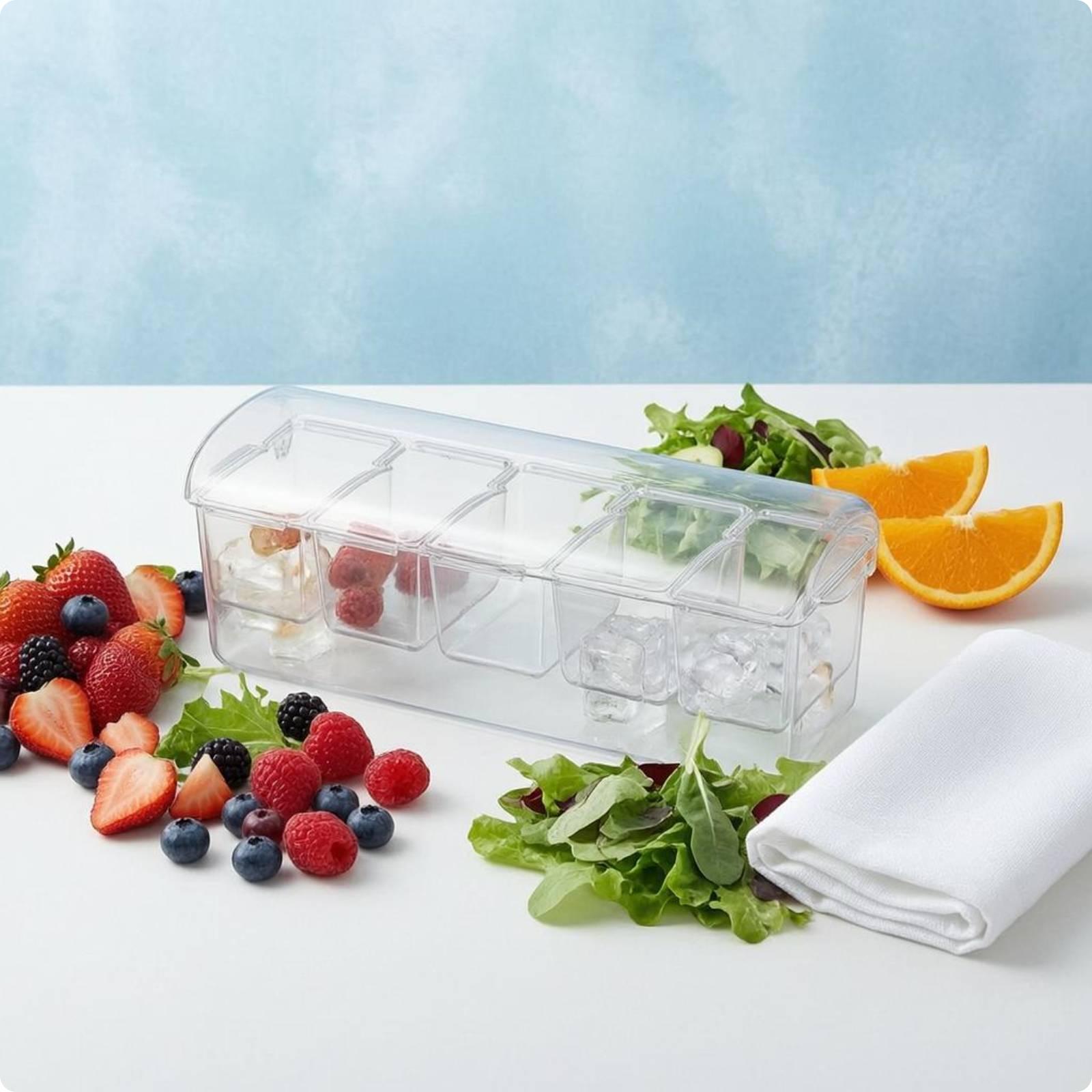 Meal Prep Container - 気密性の高いサラダ保存容器、5つのコンパートメント付きの長方形食品容器、キッチンでの食事の準備や冷蔵保存に最適