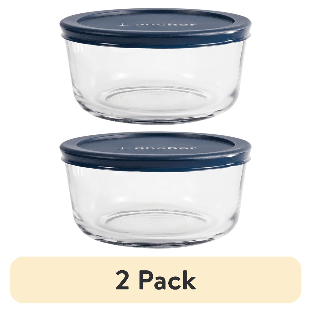 Meal Prep Glass Containers Oven Safe - 2個セット 丸型ガラス製食品保存容器 気密蓋付き 4カップ容量 食材保存容器 冷蔵庫