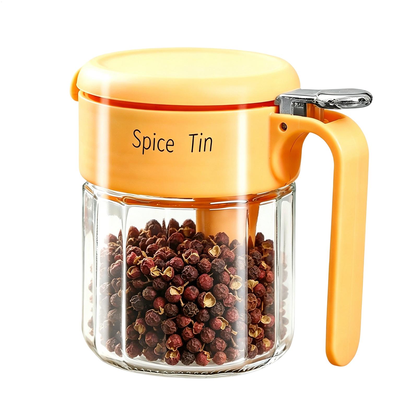Meal Prep Jars With Lids - 調味料ボックス 簡単アクセス 耐湿性ガラス調味料ジャー蓋 砂糖、塩、胡椒、ゴマ、酢、食事の準備、料理の盛り付け用