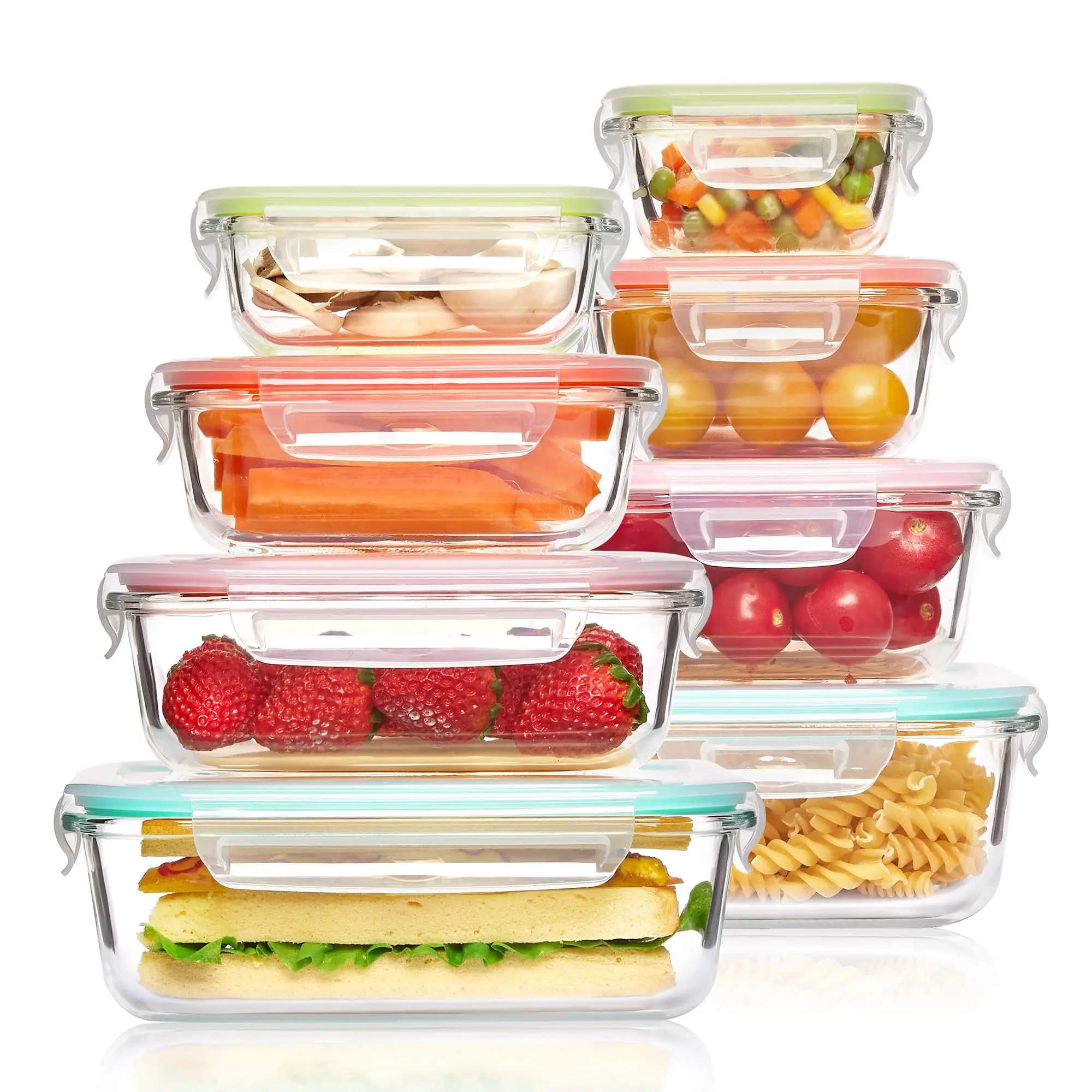 Meal Prep Glass Containers Oven Safe - ガラスランチボックス食品保存容器、食事の準備、気密弁当箱、電子レンジ、オーブン、冷凍庫、食器洗い機用、BPAフリー