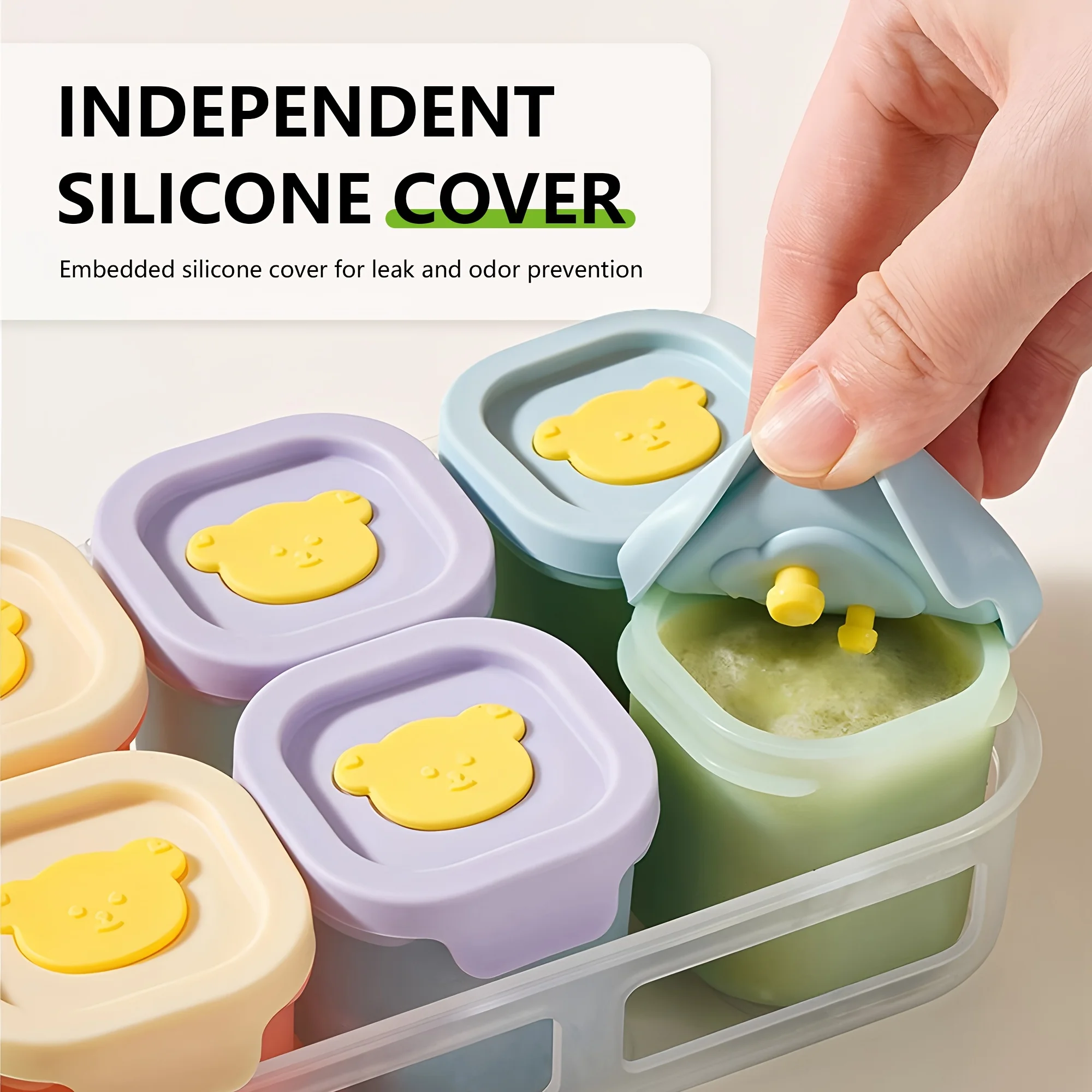 Meal Prep Jars With Lids - 9個のシリコン製食品保存容器（蓋付き）-1.69オンス、子供用再利用可能なスナック容器、漏れ防止設計、食事準備容器