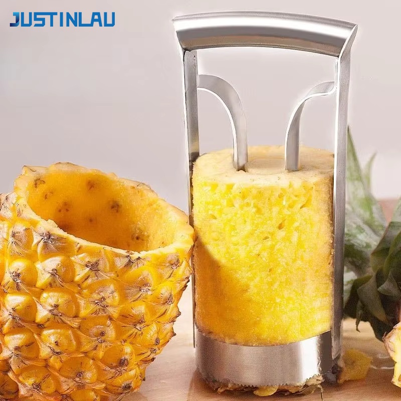 Pineapple Corer Slicer - JUSTINLAU ステンレス鋼パイナップルピーラーカッター肉抽出器カットコアーリムーバーマシン家庭用キッチンナイフスライサーフルーツツール