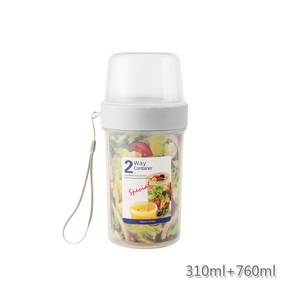 Meal Prep Jars With Lids - 二重構造の漏れ防止フードケース、ベビーフード、ヨーグルト、サラダ、フルーツ、スナックの保存用ポータブル容器、学校や旅行のオーガナイザー