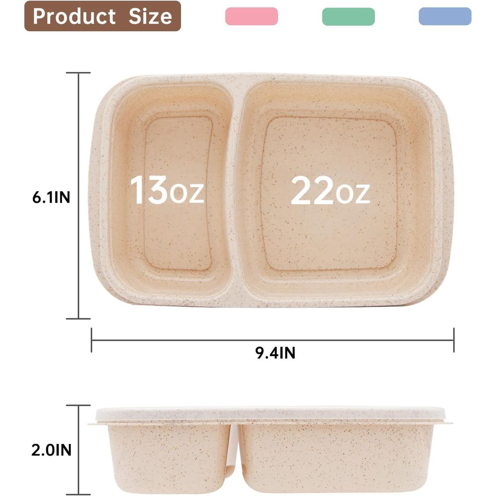 4パック弁当箱、2つのコンパートメント付き食事準備容器、蓋付 - Meal Prep Container のレビューと価格