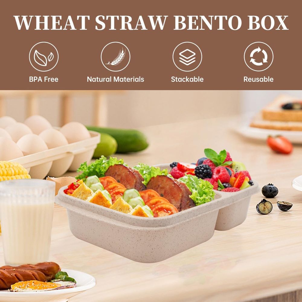 4パック弁当箱、2つのコンパートメント付き食事準備容器、蓋付 - Meal Prep Container のレビューと価格