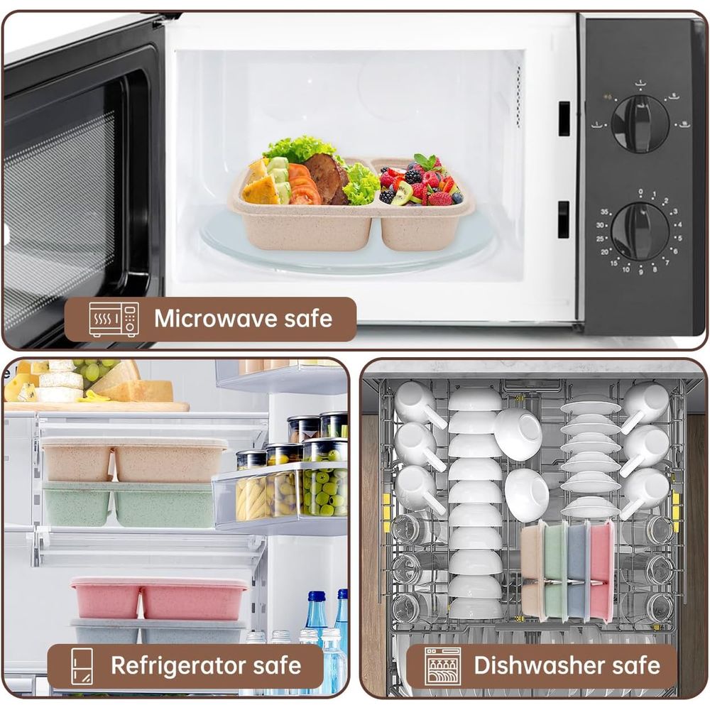4パック弁当箱、2つのコンパートメント付き食事準備容器、蓋付 - Meal Prep Container のレビューと価格