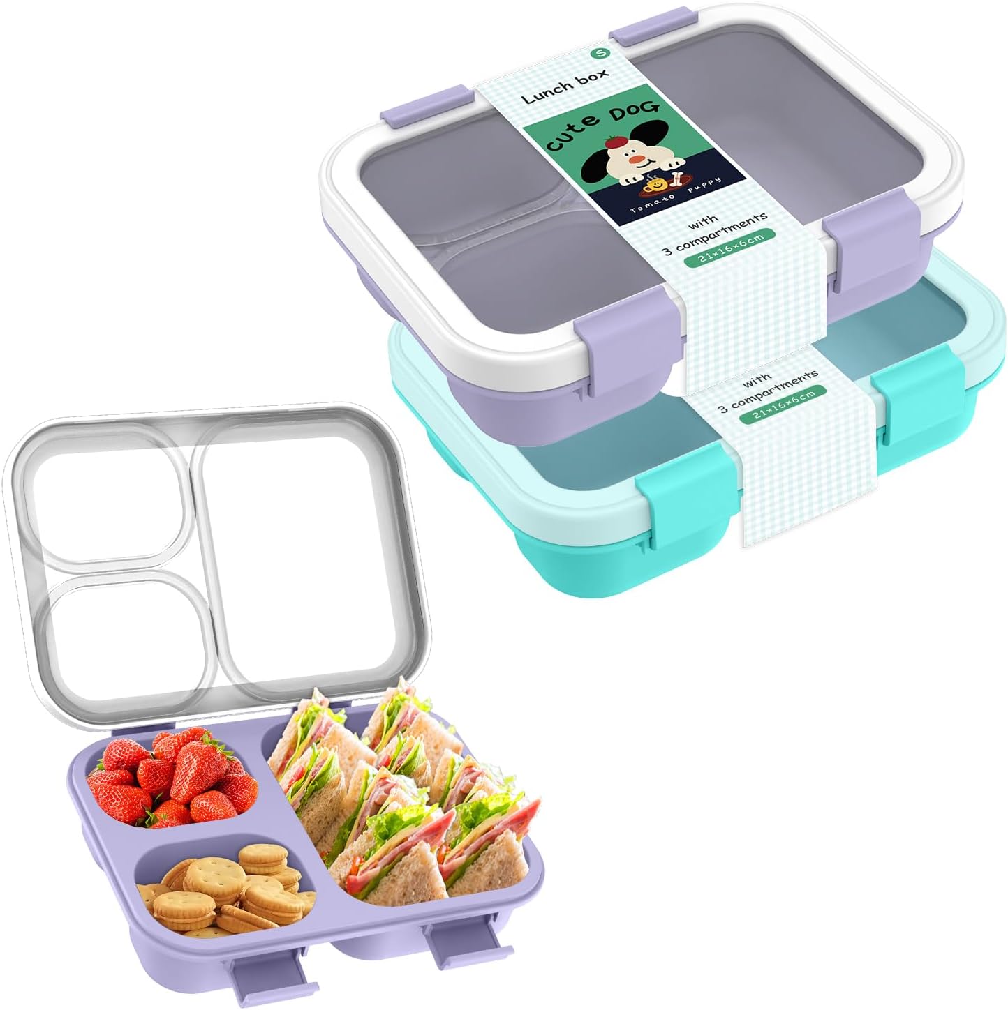 蓋付きランチボックス 3コンパートメント ミールプレップコン - Meal Prep Jars With Lids のレビューと価格