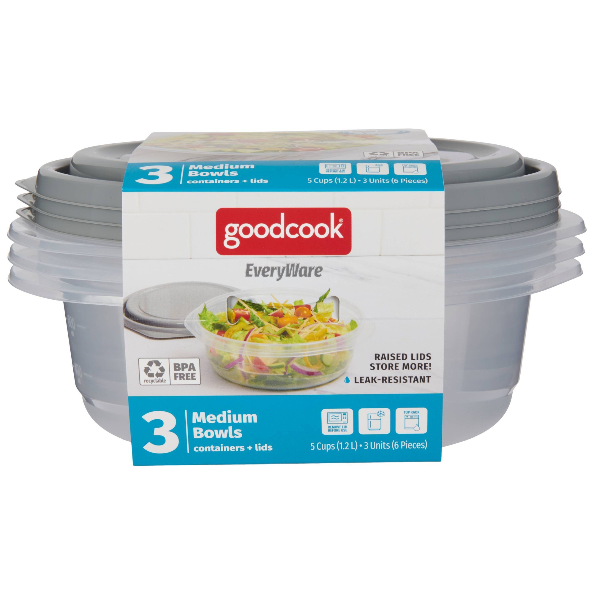 6個入り丸型5カップ食品保存容器（蓋付き）、グレーのプラスチ - Meal Prep Container のレビューと価格
