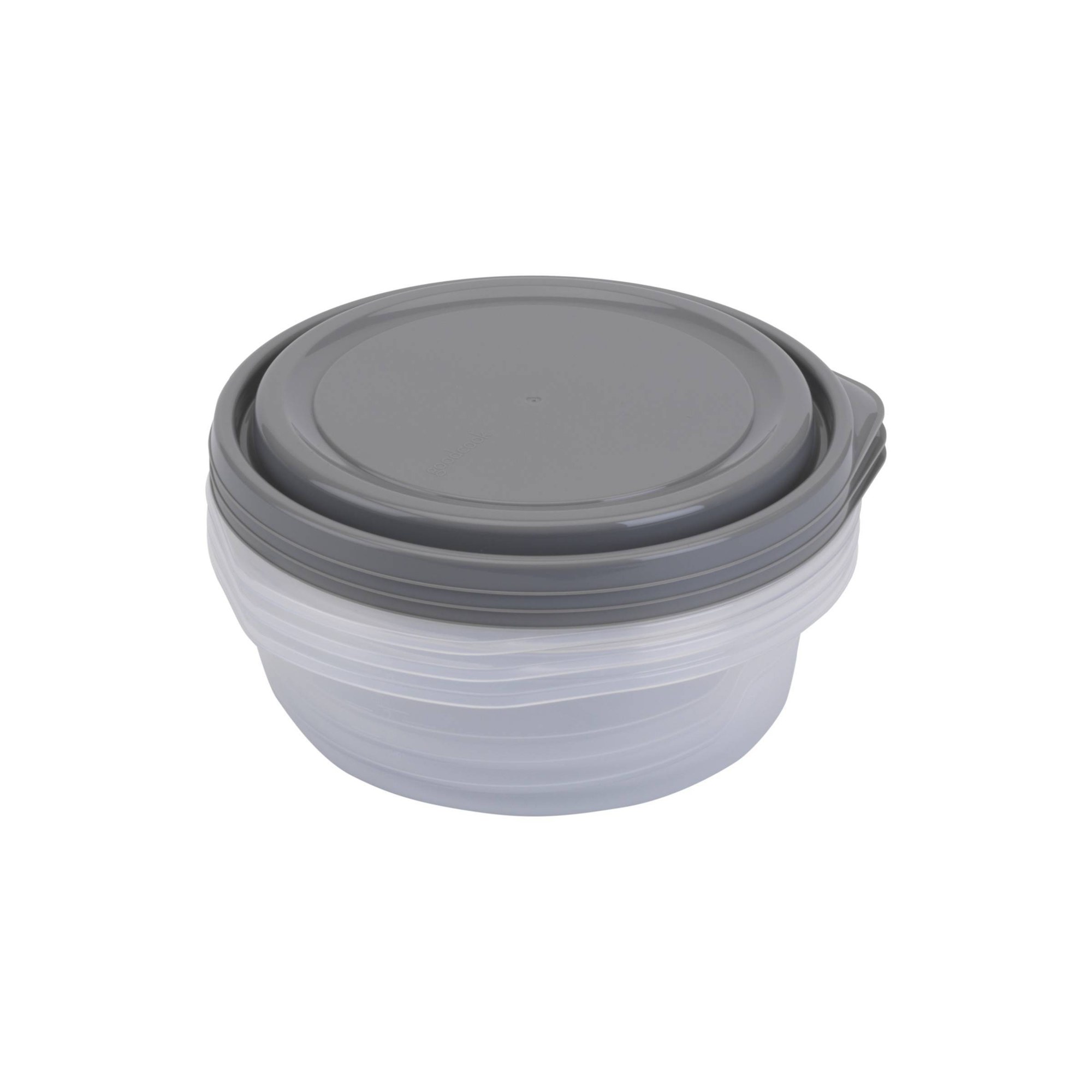 6個入り丸型5カップ食品保存容器（蓋付き）、グレーのプラスチ - Meal Prep Container のレビューと価格