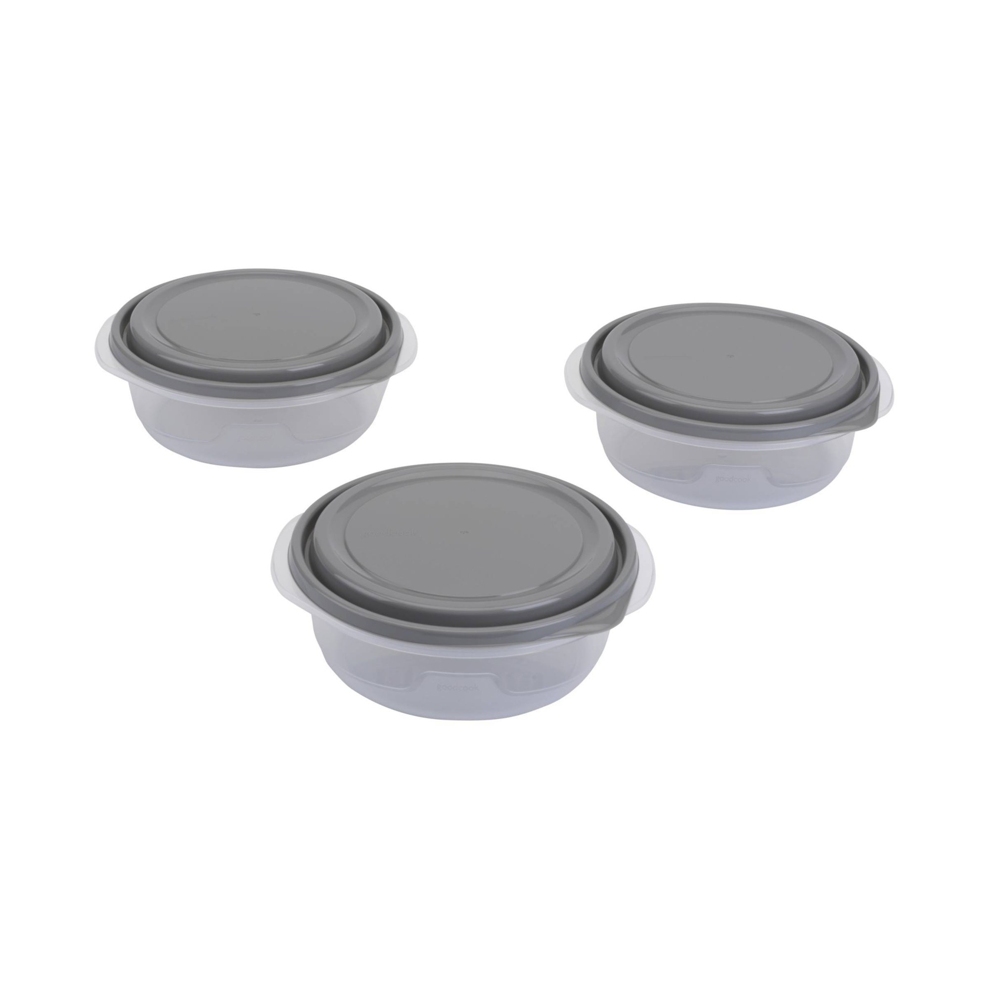 6個入り丸型5カップ食品保存容器（蓋付き）、グレーのプラスチ - Meal Prep Container のレビューと価格
