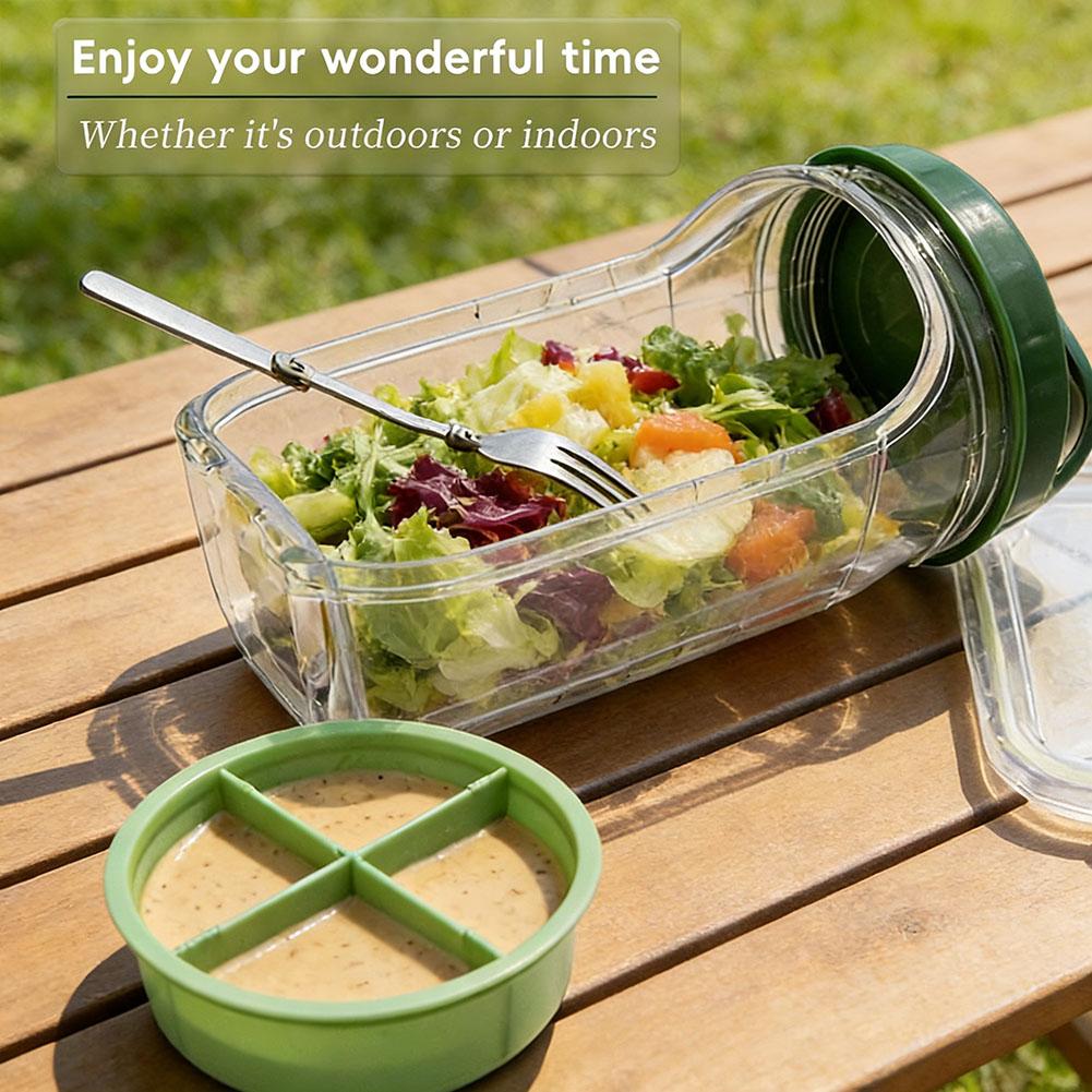 ポータブルサラダコンテナジャー フォークとドレッシング層付き - Meal Prep Container のレビューと価格