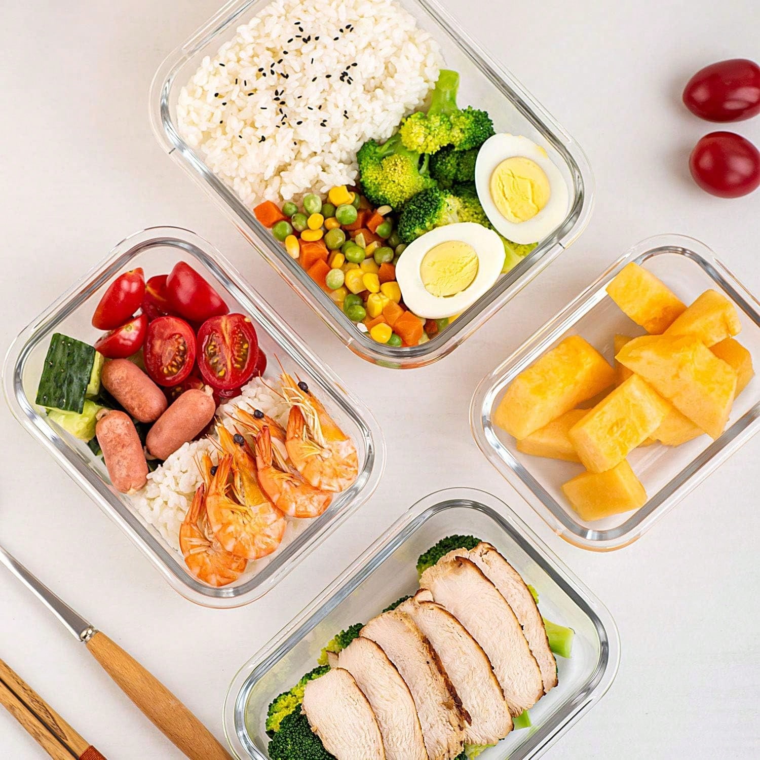 10個セット ガラス製ミールプレップ容器 モダンな透明ボロシ - Meal Prep Glass Containers Oven Safe のレビューと価格
