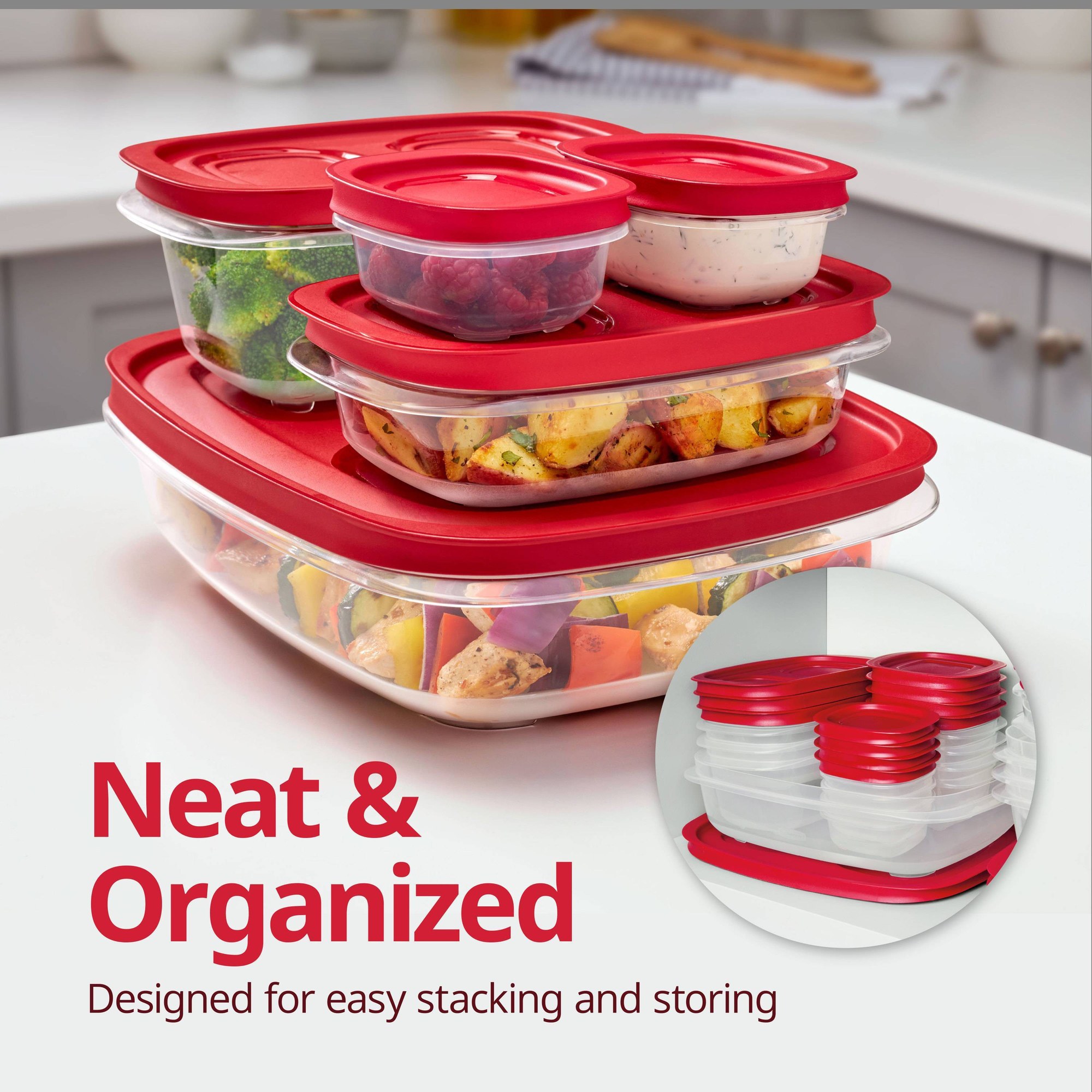 赤い長方形の食品保存容器、キッチンでの食事の準備に便利な蓋付 - Meal Prep Container のレビューと価格