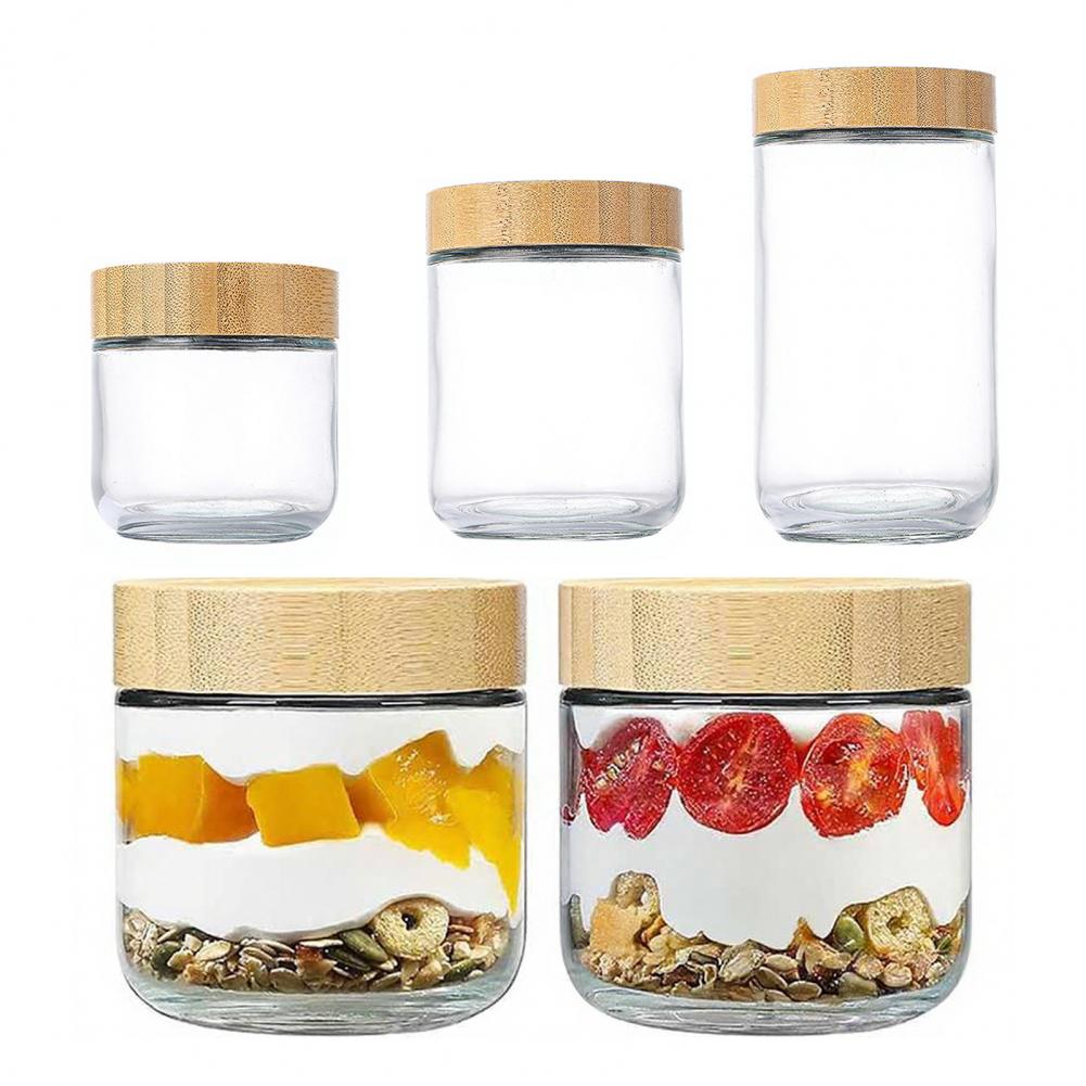 キッチン収納ジャー 密閉ガラスジャー 4個セット ガラス製オ - Meal Prep Jars With Lids のレビューと価格