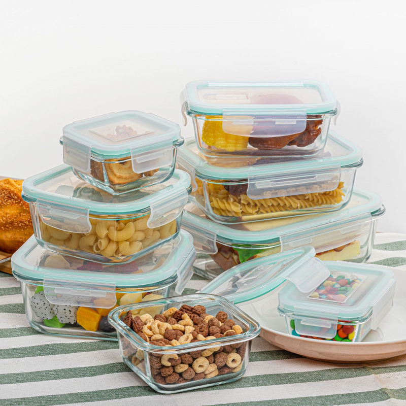 8個入り 密閉ガラス製食品保存容器 漏れ防止ロック蓋付き 電 - Meal Prep Glass Containers Oven Safe のレビューと価格