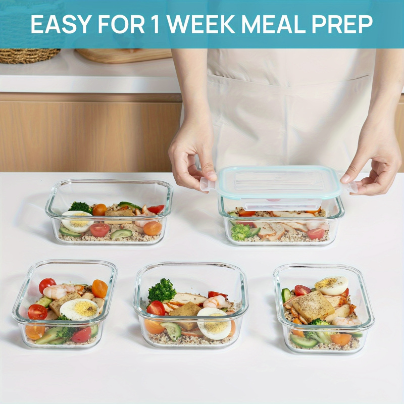 8個入り 密閉ガラス製食品保存容器 漏れ防止ロック蓋付き 電 - Meal Prep Glass Containers Oven Safe のレビューと価格
