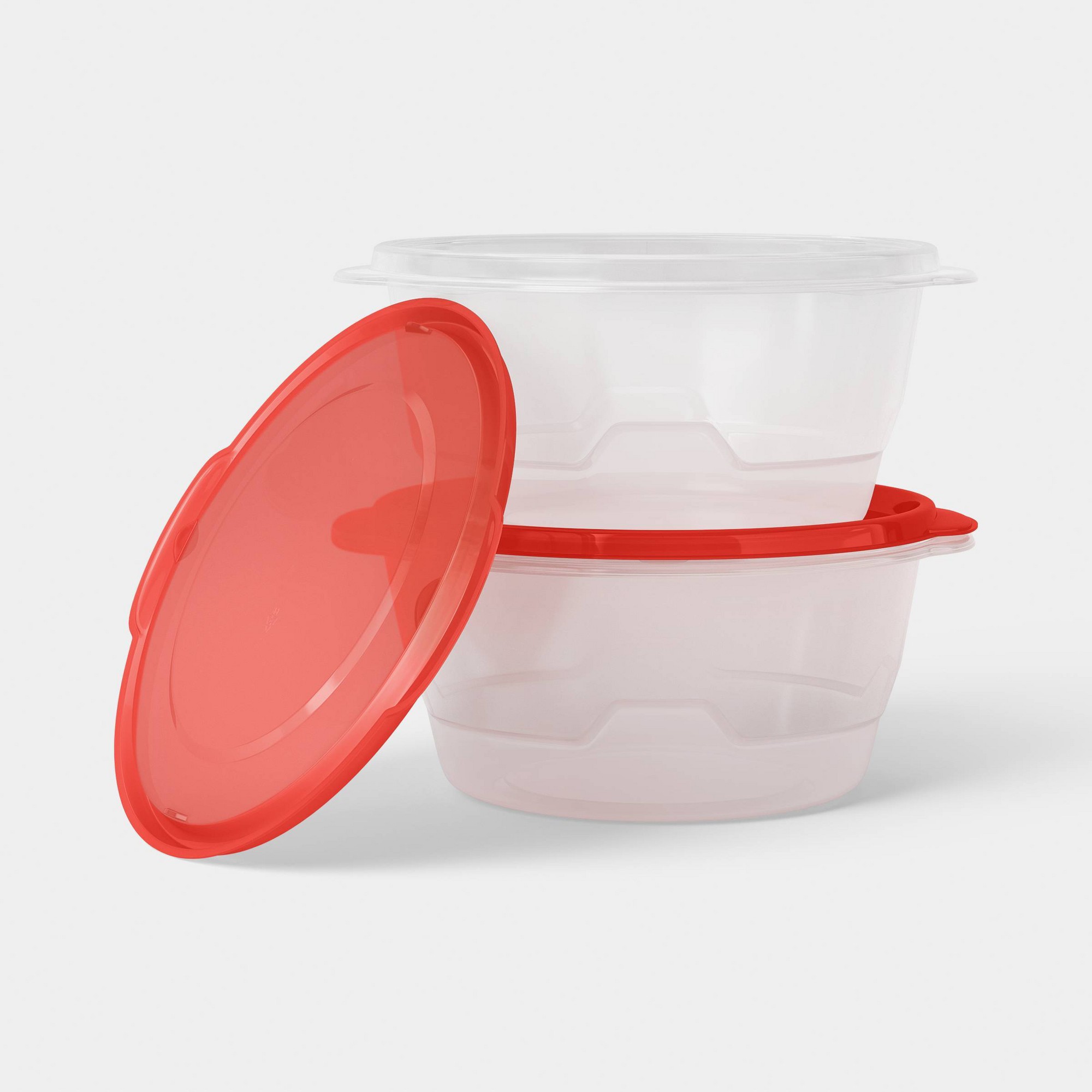 2ct大型丸型食品保存容器 128オンス 透明プラスチック蓋 - Meal Prep Container のレビューと価格