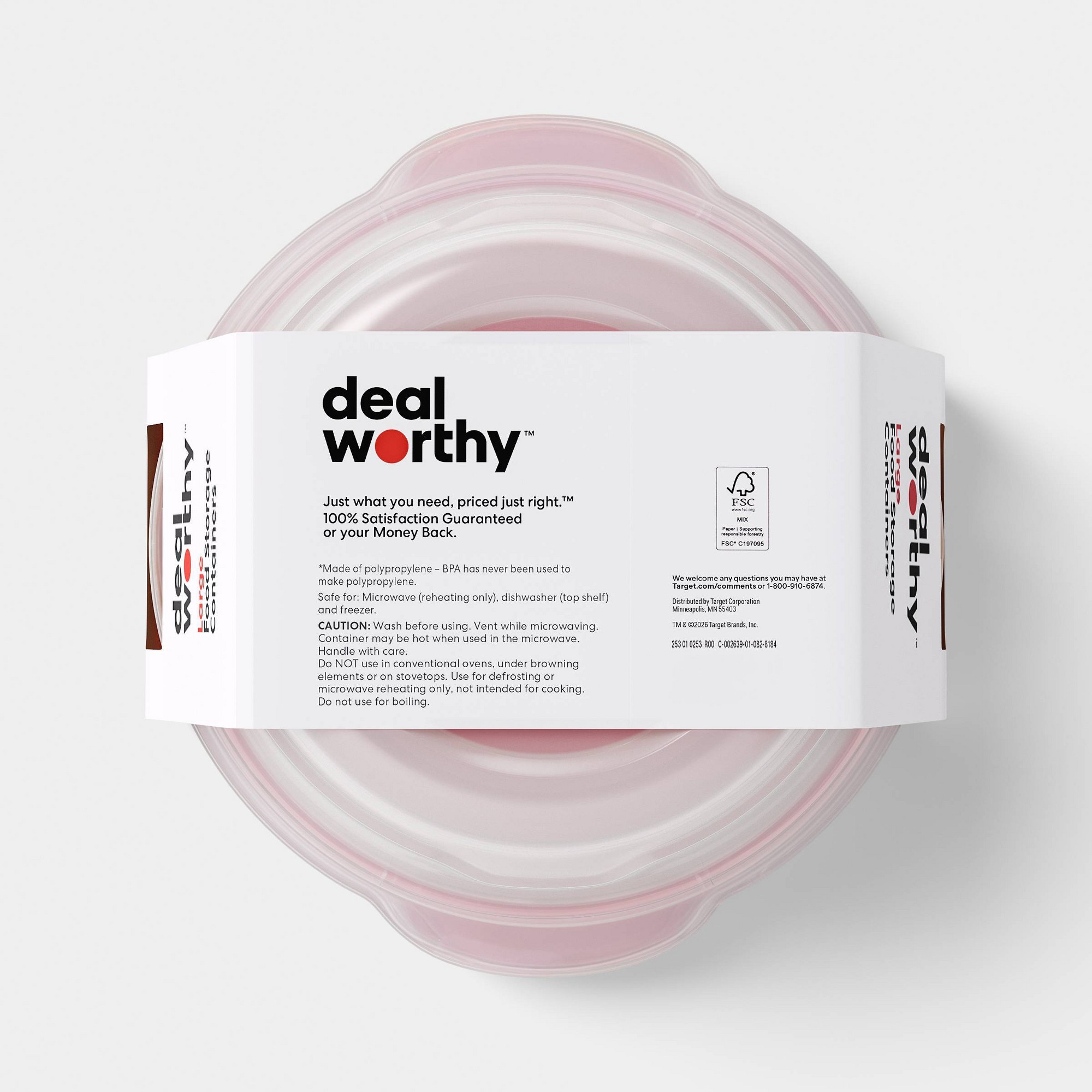 2ct大型丸型食品保存容器 128オンス 透明プラスチック蓋 - Meal Prep Container のレビューと価格