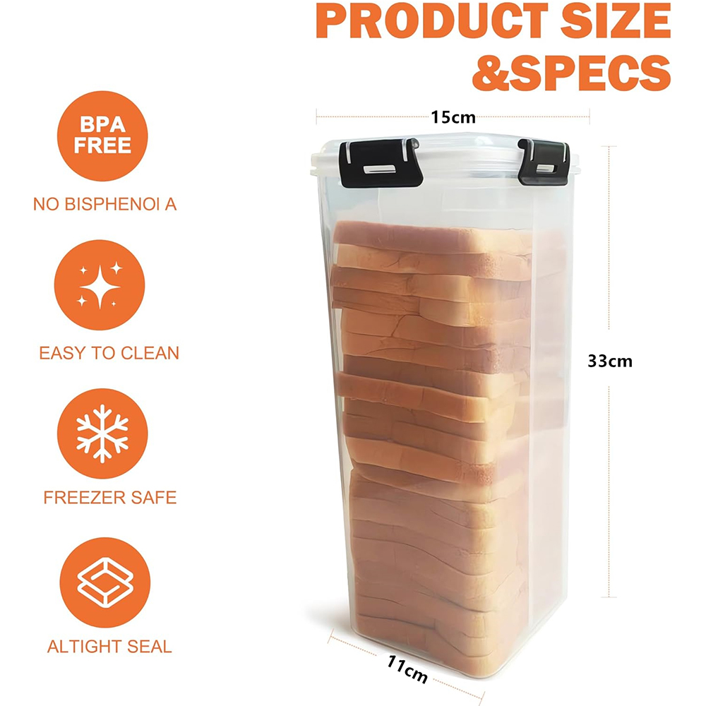 密閉蓋付きパン保存容器、引き出しトレイ付き透明プラスチック製 - Meal Prep Container のレビューと価格