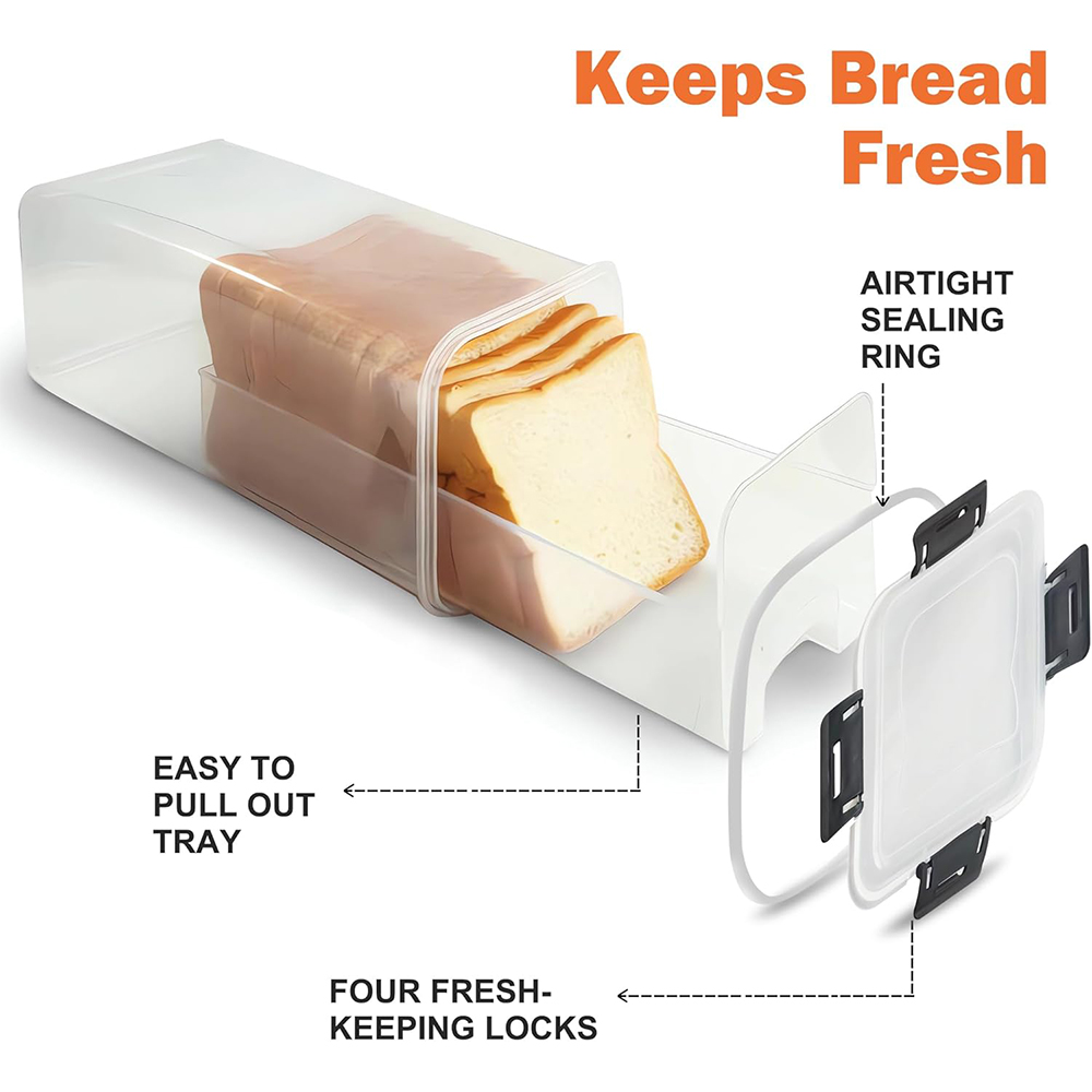 密閉蓋付きパン保存容器、引き出しトレイ付き透明プラスチック製 - Meal Prep Container のレビューと価格