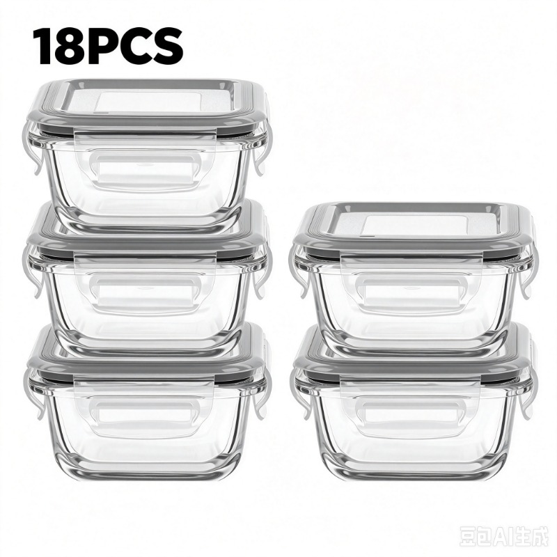 ガラス製食品保存容器セット 18個入り、気密スナップロック蓋 - Meal Prep Glass Containers Oven Safe のレビューと価格