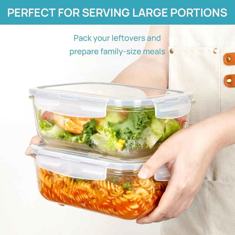 ガラス製食品保存容器セット 18個入り、気密スナップロック蓋 - Meal Prep Glass Containers Oven Safe のレビューと価格