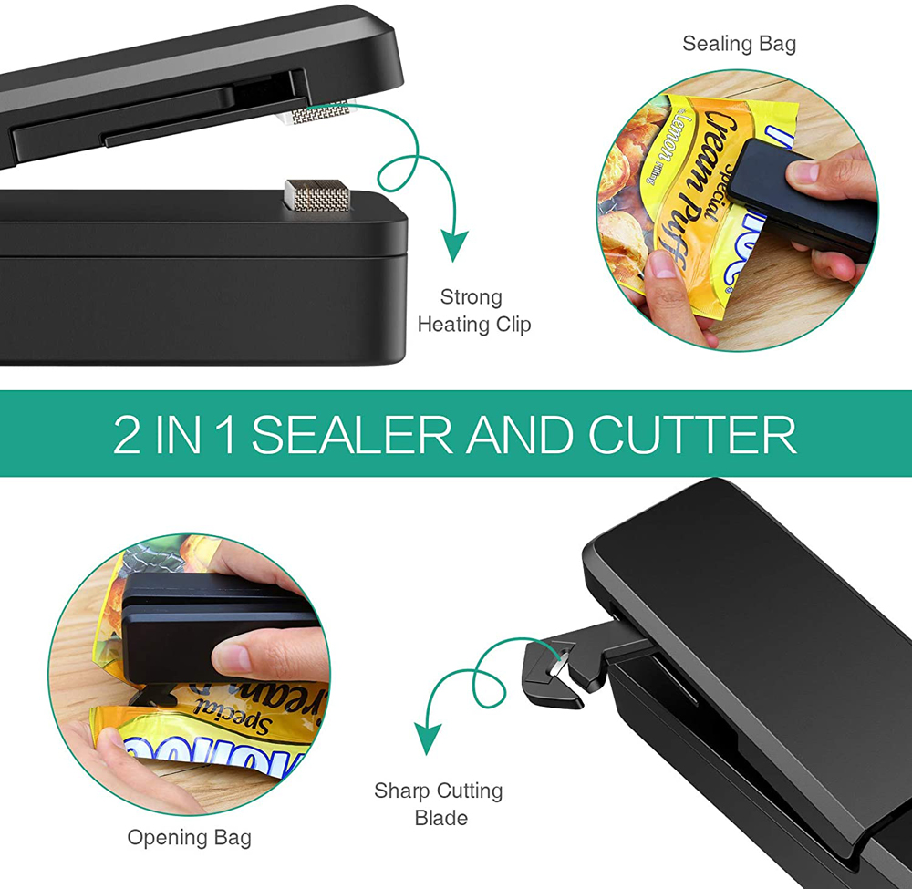 USB ミニバッグシーラー 2-in-1 ポータブルヒートシ - Meal Prep Vacuum Seal Containers のレビューと価格