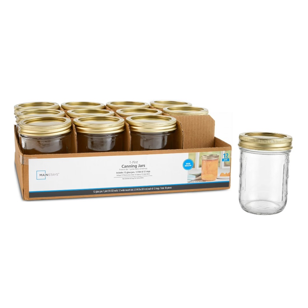 12個入り 16オンス 広口ガラス製メイソンジャー ゴールド - Meal Prep Jars With Lids のレビューと価格