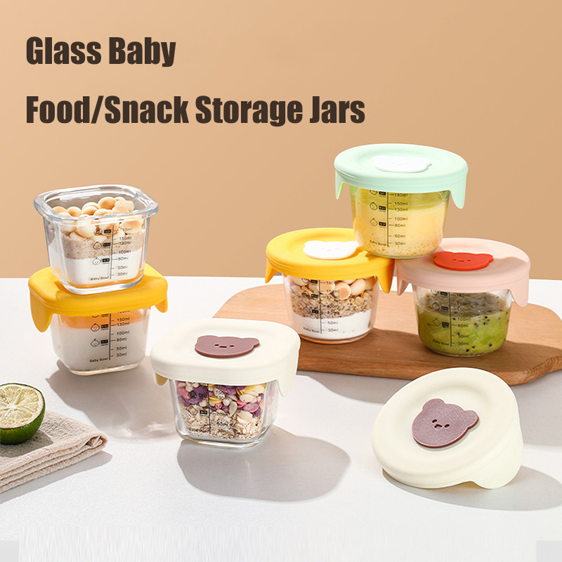 ふた付きベビーフード収納ジャー、幼児用の漏れ防止スナックピュ - Meal Prep Glass Containers Oven Safe のレビューと価格