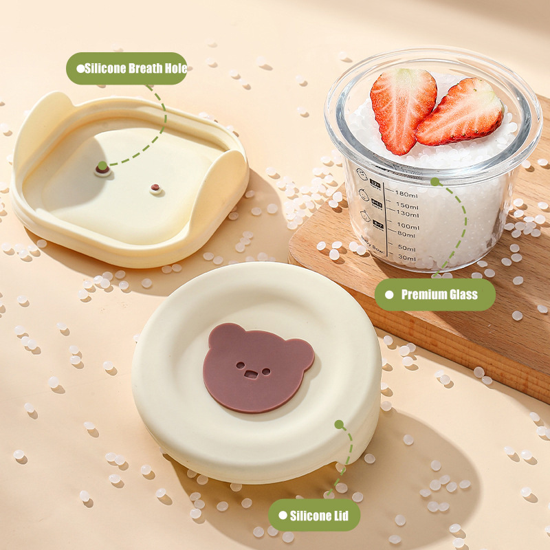 ふた付きベビーフード収納ジャー、幼児用の漏れ防止スナックピュ - Meal Prep Glass Containers Oven Safe のレビューと価格