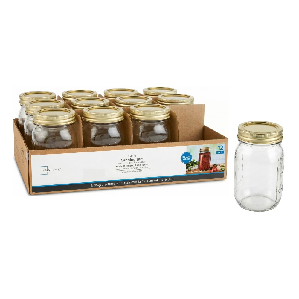16オンスのメイソンジャー、レギュラーマウスピント缶詰ジャー - Meal Prep Jars With Lids のレビューと価格