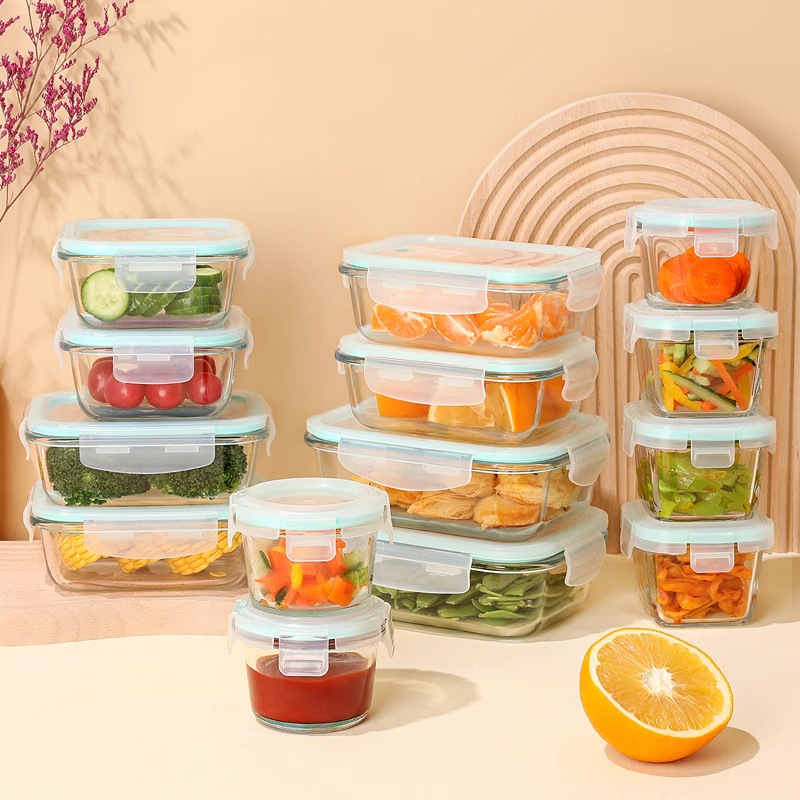 高硼珪酸ガラス製ランチボックス、電子レンジ加熱対応、密封弁当 - Meal Prep Glass Containers Oven Safe のレビューと価格
