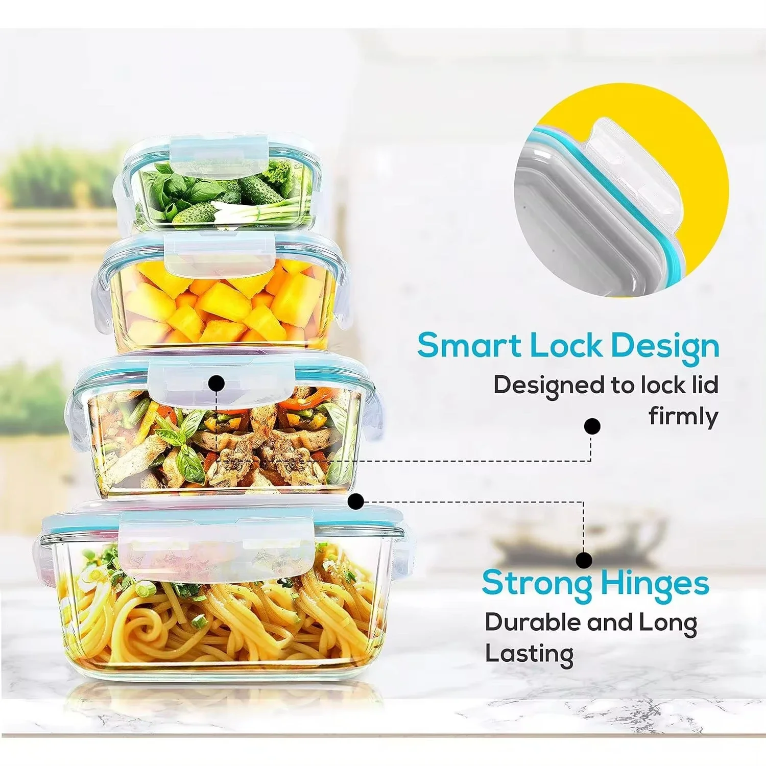ガラスランチボックス食品保存容器、食事の準備、気密弁当箱、電 - Meal Prep Glass Containers Oven Safe のレビューと価格