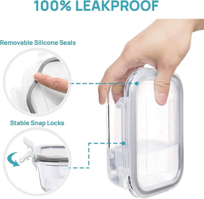 18個入りガラス製食品保存容器セット、気密蓋付き、漏れ防止ガ - Meal Prep Jars With Lids のレビューと価格