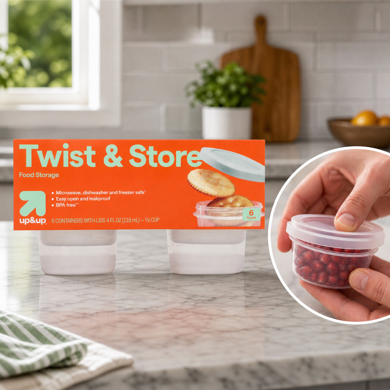 6個入りラウンド型ツイストロック食品保存容器、4液量オンスの - Meal Prep Container のレビューと価格