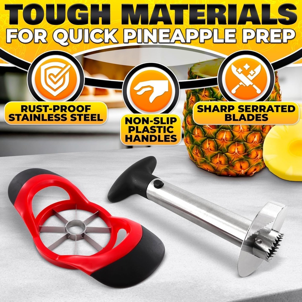 ステンレス製パイナップルコアラー＆スライサー - 厚刃付きフ - Pineapple Corer Slicer のレビューと価格