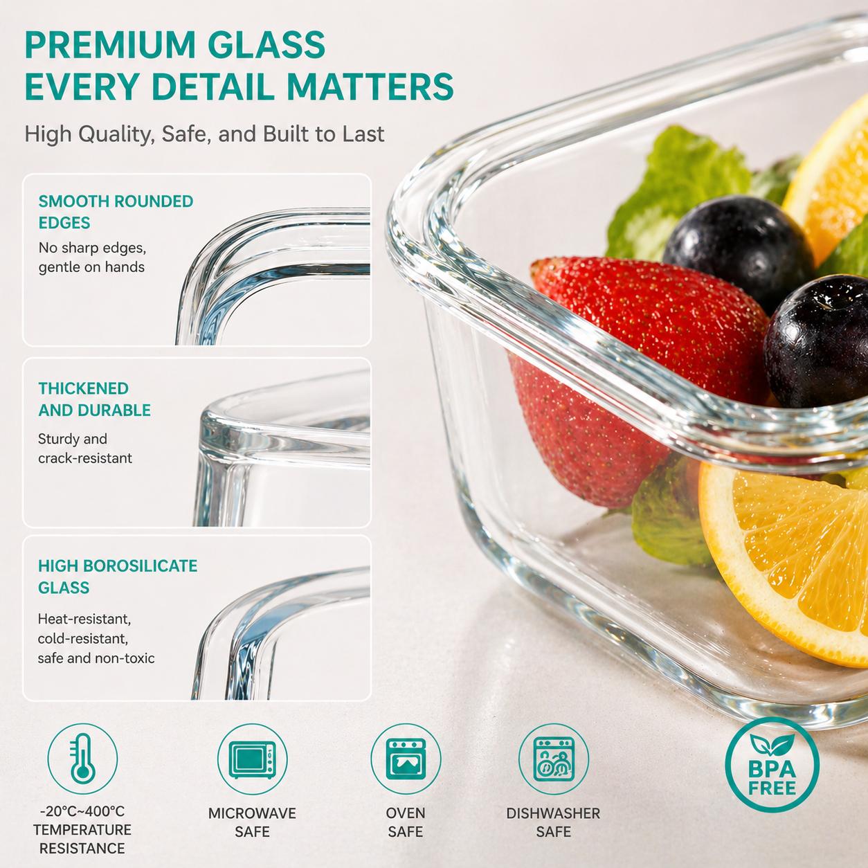 8個入り ホウケイ酸ガラス製食品保存容器 気密性のある漏れ防 - Meal Prep Jars With Lids のレビューと価格